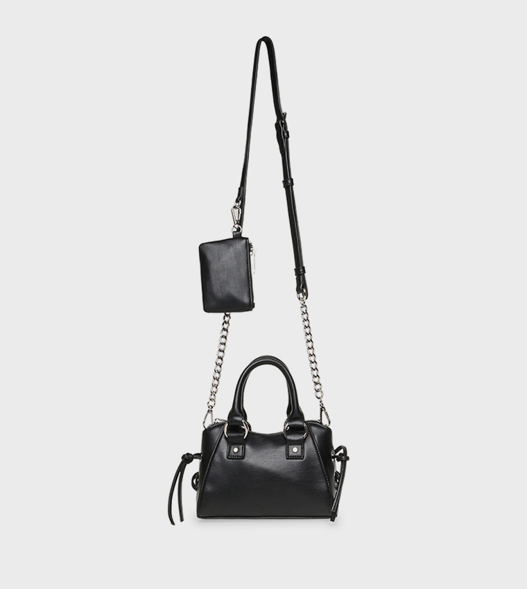 Zippered Mini Satchel Bag with Sling