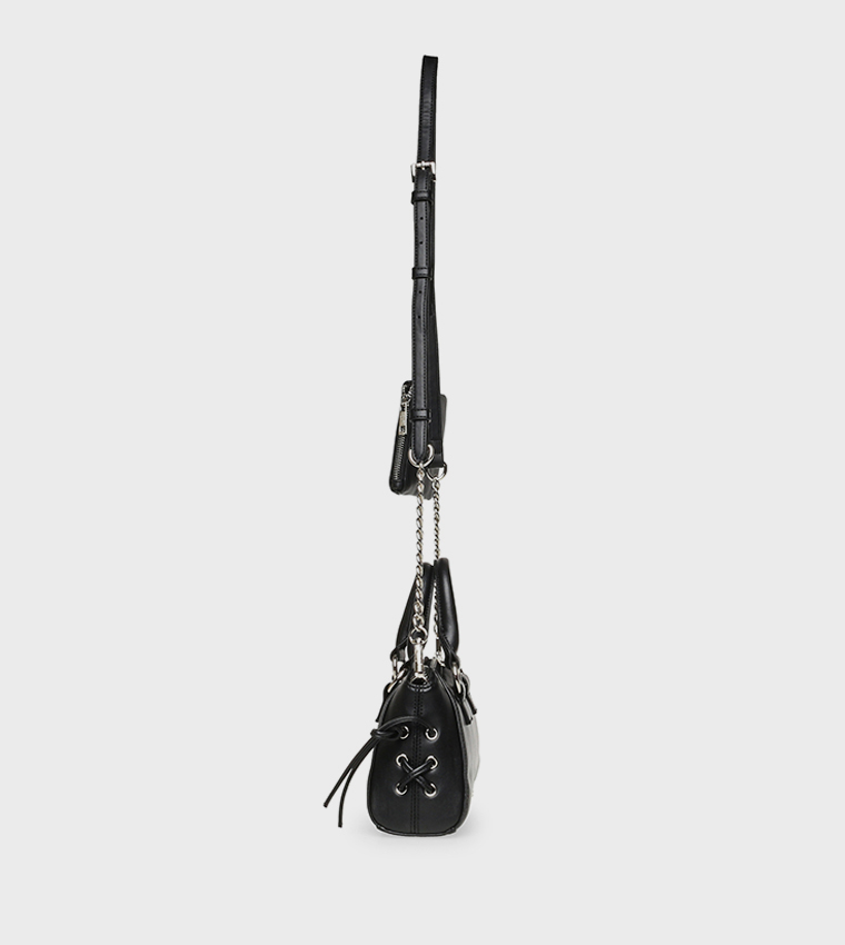 Zippered Mini Satchel Bag with Sling