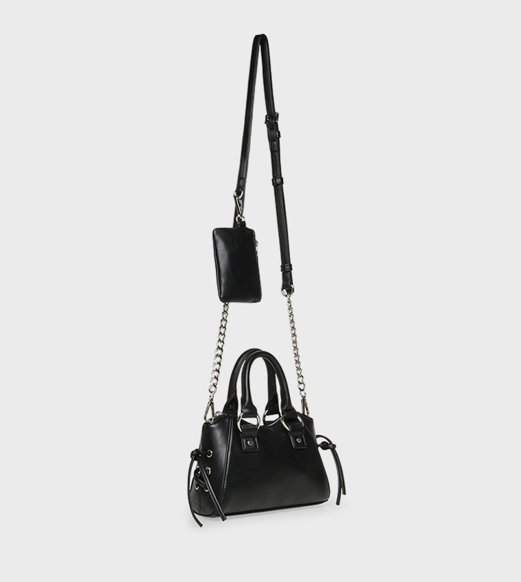 Zippered Mini Satchel Bag with Sling