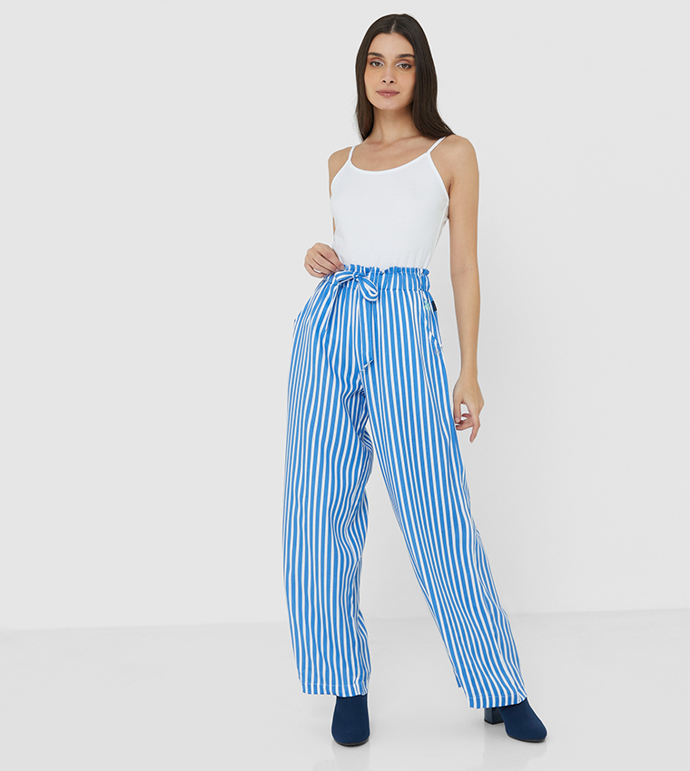 Second Time Around Paperbag Pant-Blue
