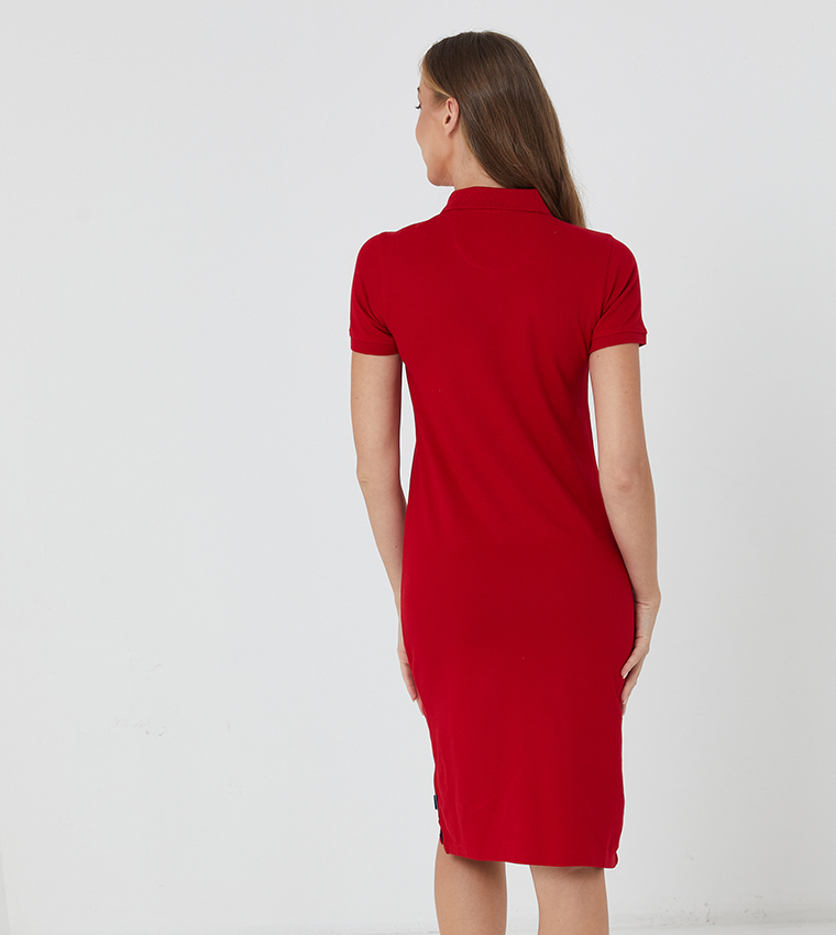 Logo Detail Polo Neck Shift Dress