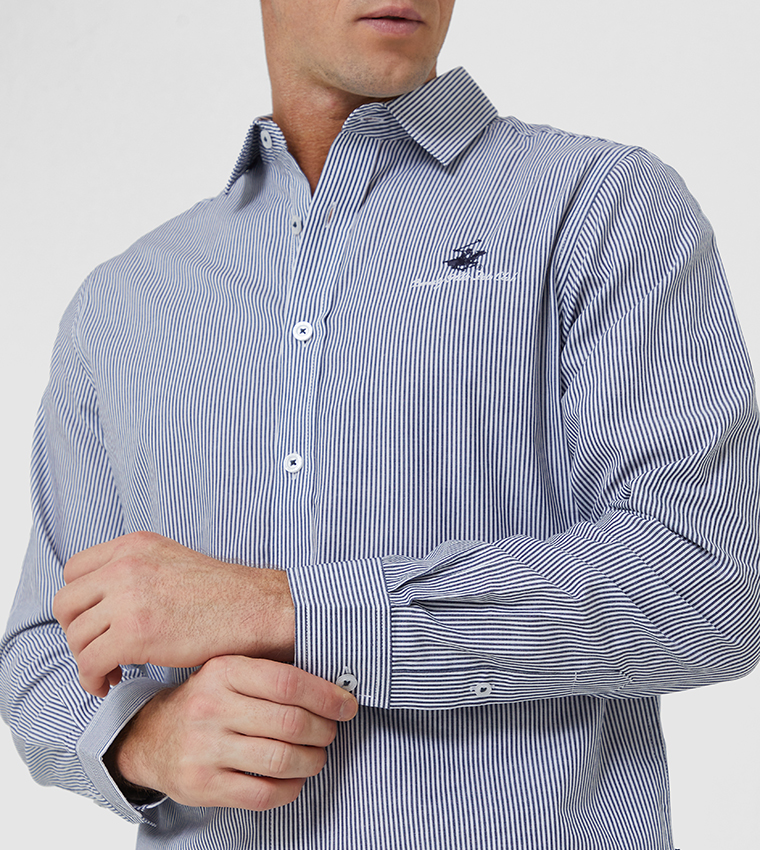 Long Sleeve Classic Collar Classic Pin Stripe Poplin Shirt 