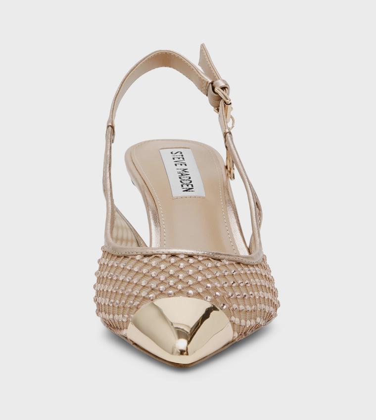 VIXYN Embellished Cap Toe Slingback Pumps