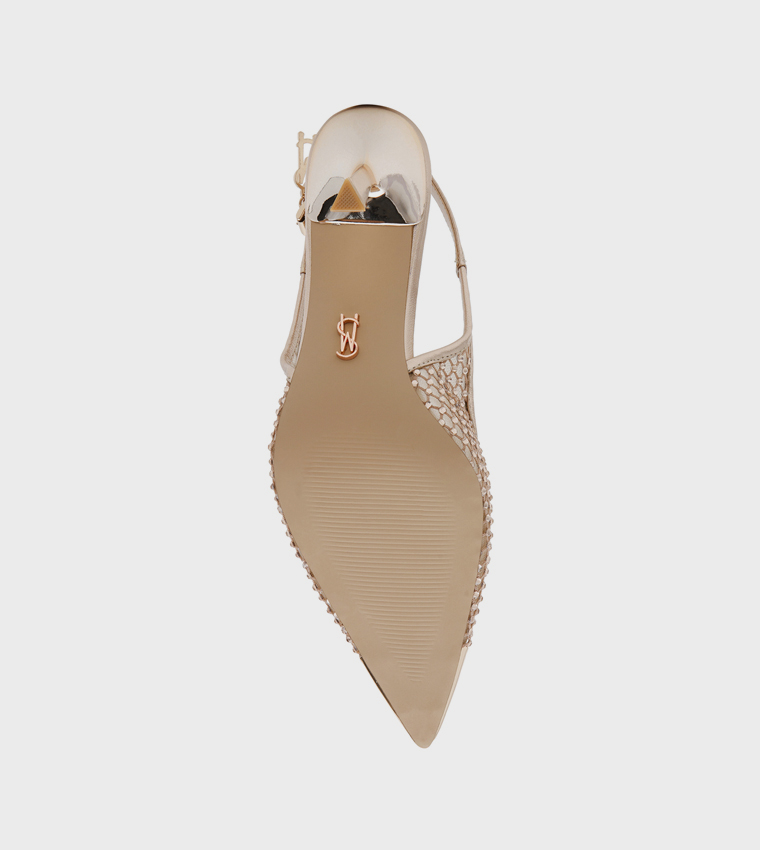 VIXYN Embellished Cap Toe Slingback Pumps