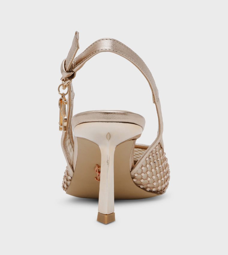 VIXYN Embellished Cap Toe Slingback Pumps