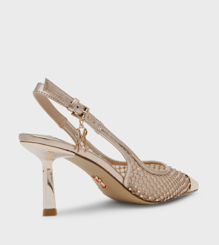 VIXYN Embellished Cap Toe Slingback Pumps