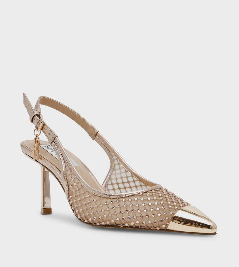 VIXYN Embellished Cap Toe Slingback Pumps