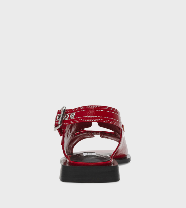 GEN Z Glossy Buckled Flat Sandals