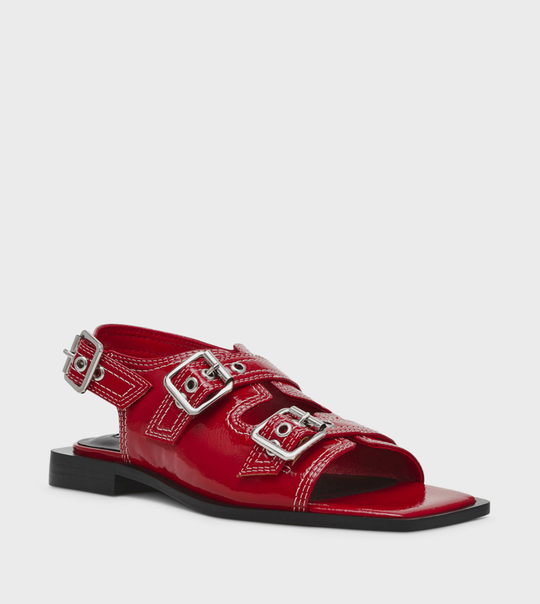 GEN Z Glossy Buckled Flat Sandals