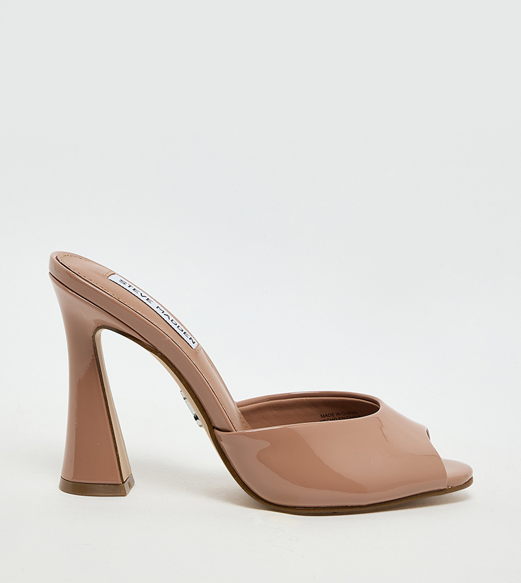 PRESECCO Glossy Peep Toe Heeled Sandals