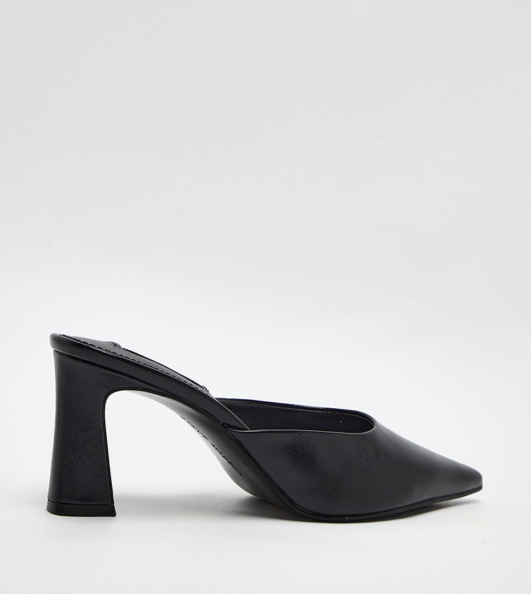 EMMIE Solid Pointed Toe Mule Pumps