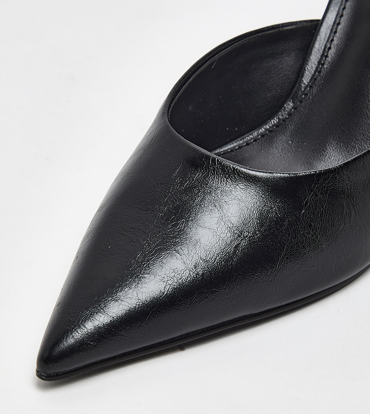 EMMIE Solid Pointed Toe Mule Pumps