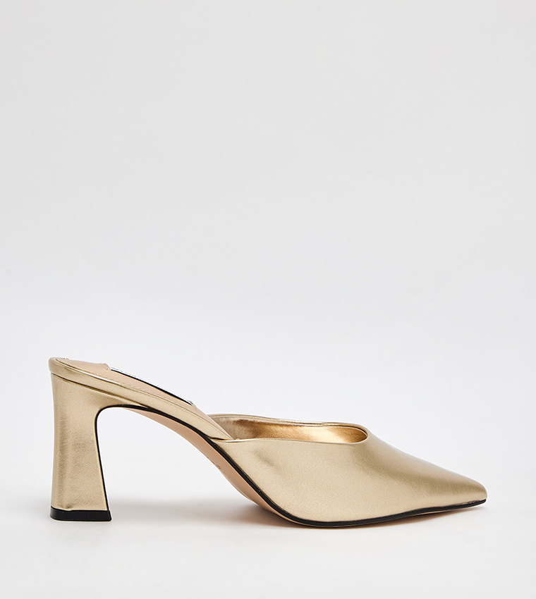 EMMIE Metallic Pointed Toe Mule Pumps