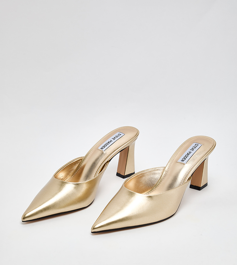 EMMIE Metallic Pointed Toe Mule Pumps