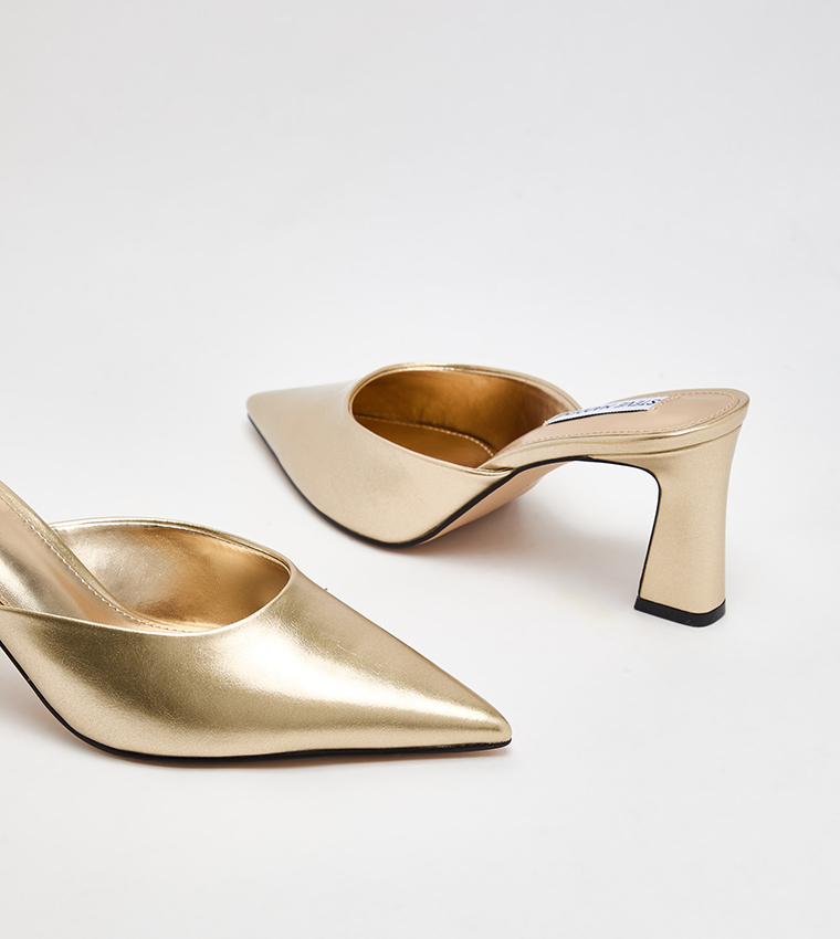 EMMIE Metallic Pointed Toe Mule Pumps