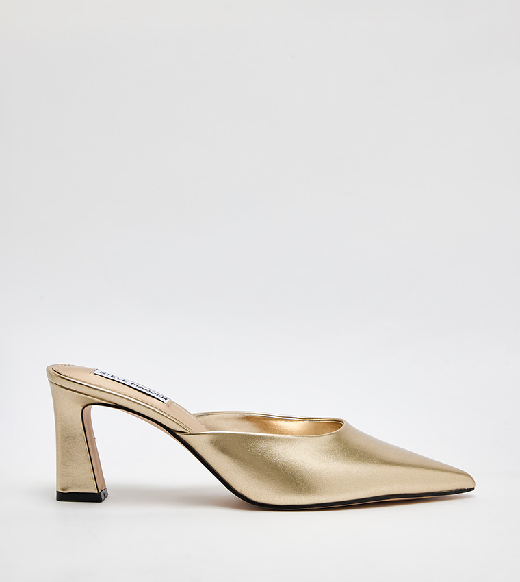 EMMIE Metallic Pointed Toe Mule Pumps