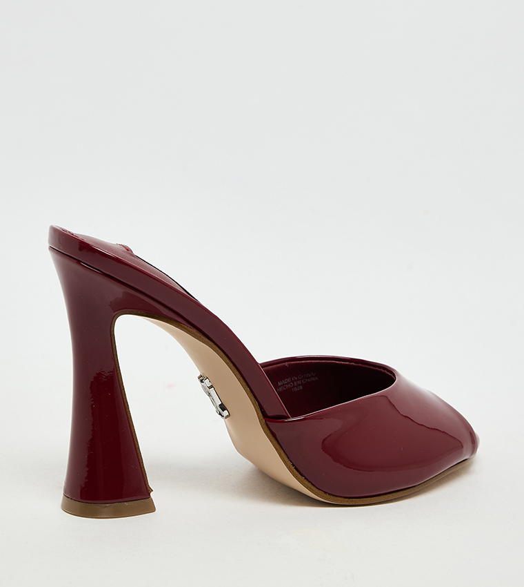 PRESECCO Glossy Peep Toe Heeled Sandals