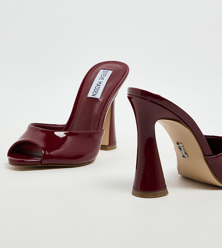 PRESECCO Glossy Peep Toe Heeled Sandals