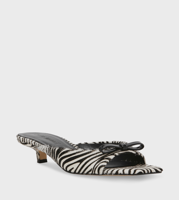 MEME-L Zebra Print Kitten Heel Sandals