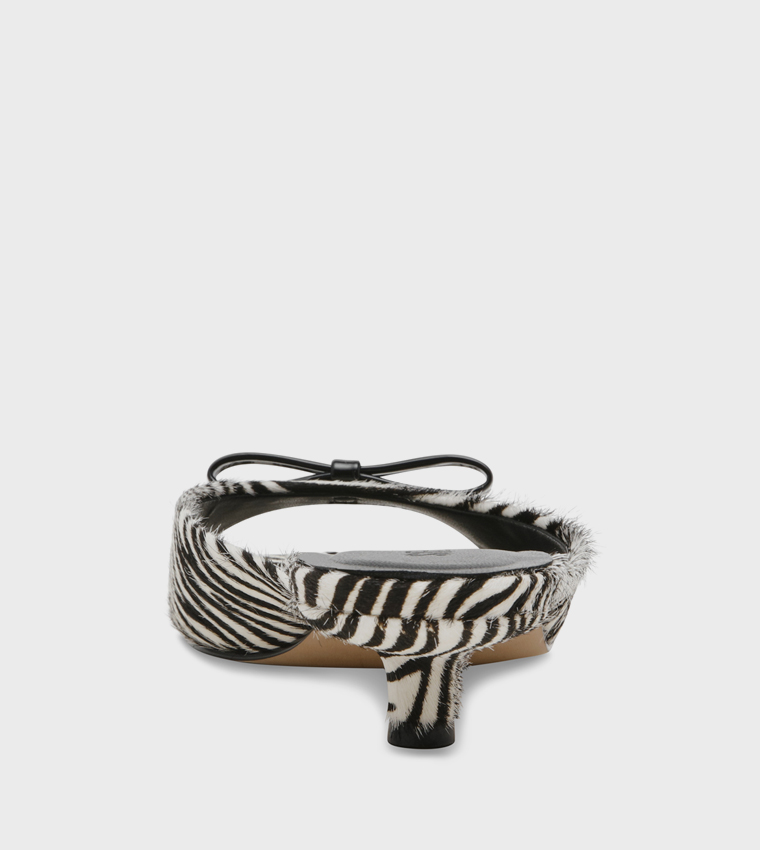 MEME-L Zebra Print Kitten Heel Sandals