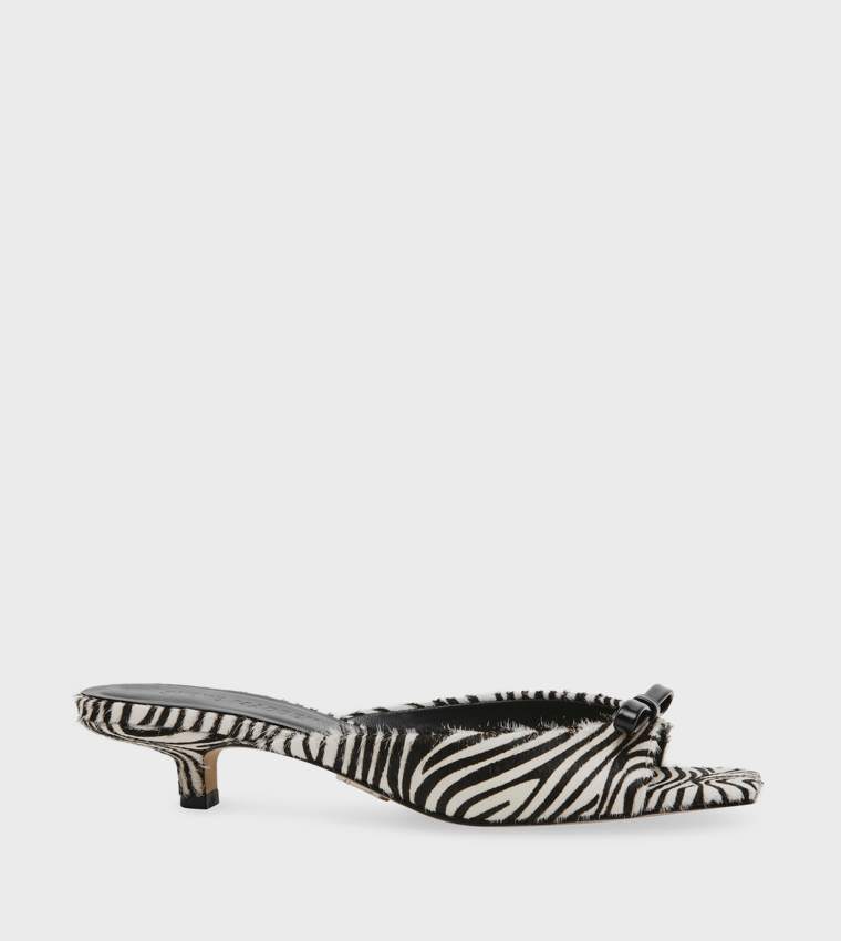 MEME-L Zebra Print Kitten Heel Sandals