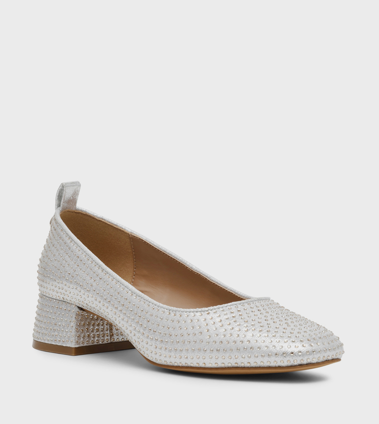 STUNNAH-R Embellished Block Heel Pumps