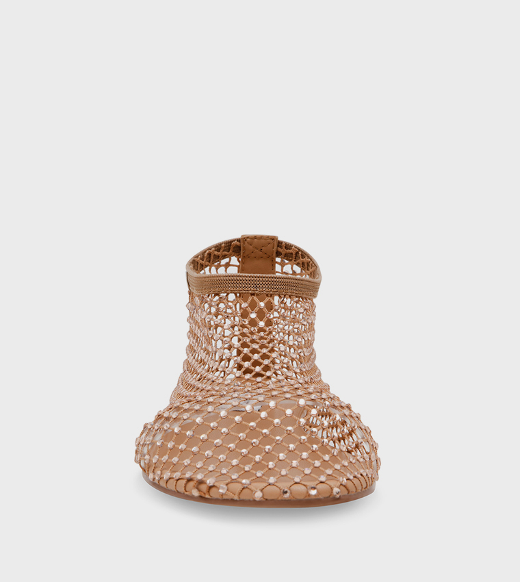 MINO-R Embellished Mesh Flat Shoes