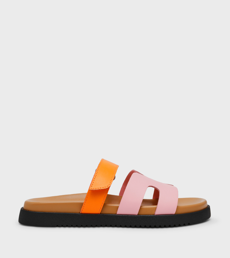 MISSILE Color Block Cut-Out Detail Comfort Sandals