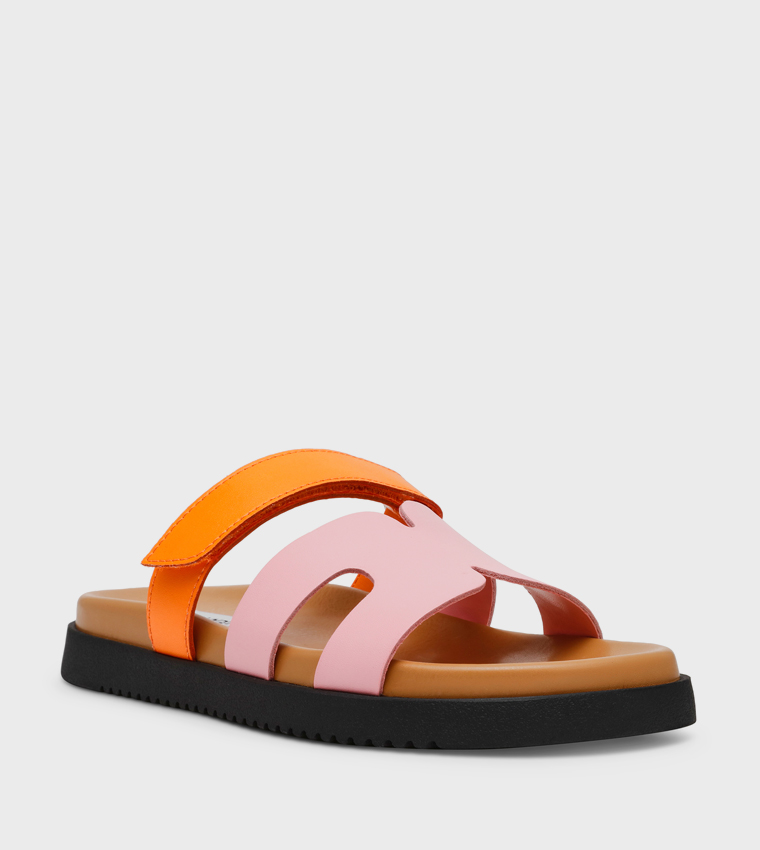 MISSILE Color Block Cut-Out Detail Comfort Sandals