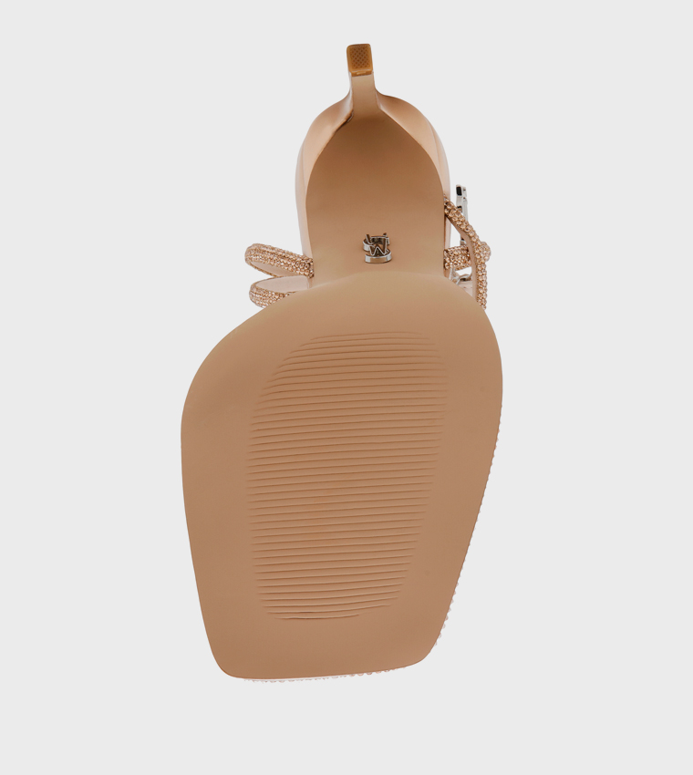 BRITTINA Embellished Ankle Loop Heeled Sandals