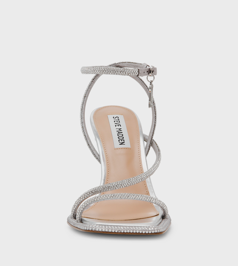 BRITTINA Embellished Ankle Loop Heeled Sandals