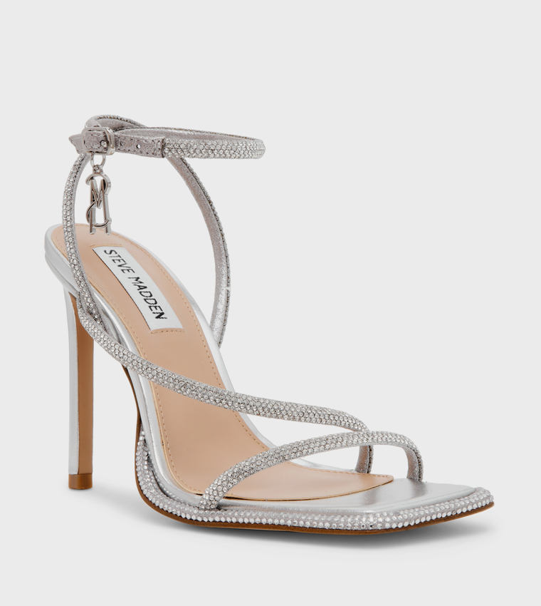BRITTINA Embellished Ankle Loop Heeled Sandals