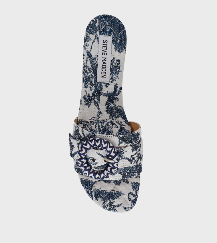 MERLA Patterned Open-Toe Flat Sandals