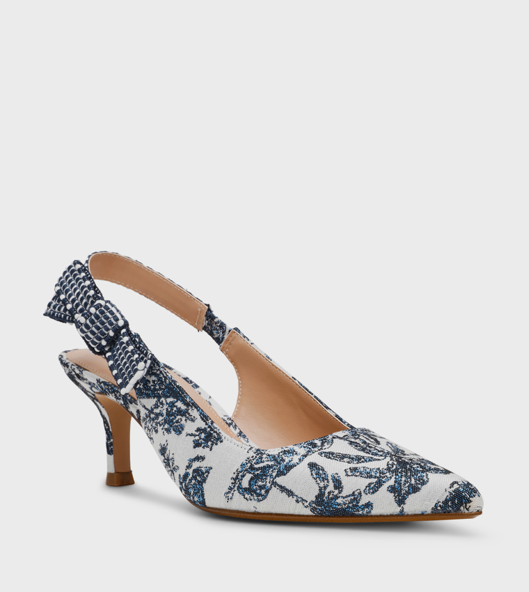 ENSEMBLE Patterned Pointed Toe Slingback Pumps