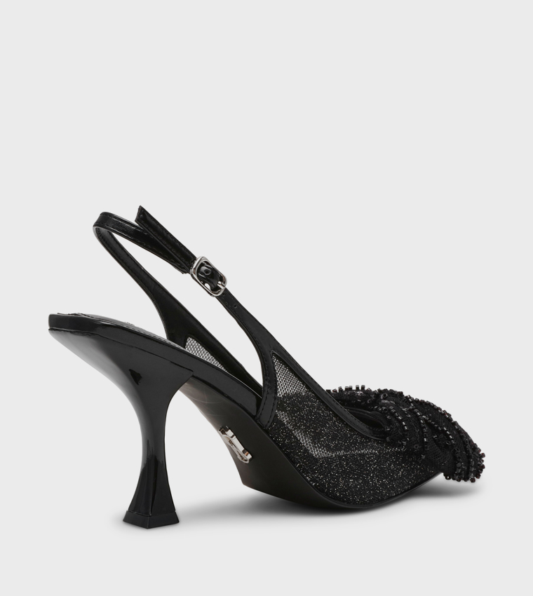 NIGHT-FALL Embellished Bow Slingback Pumps