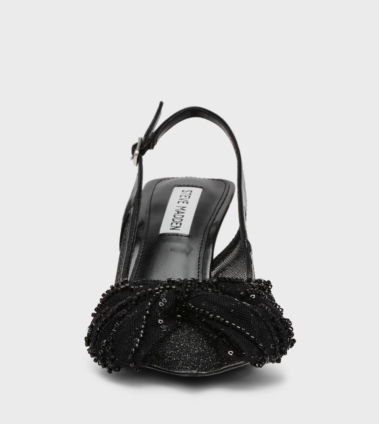 NIGHT-FALL Embellished Bow Slingback Pumps