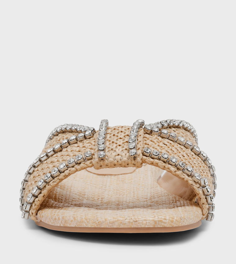MIRAH Embellished Open-Toe Flat Sandals