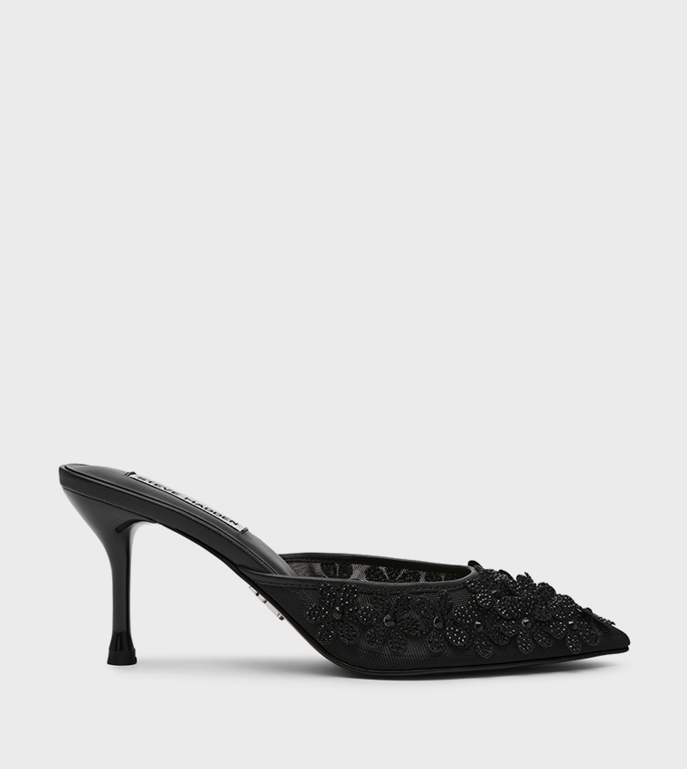 SEHARA Floral Appliqued Mule Pumps