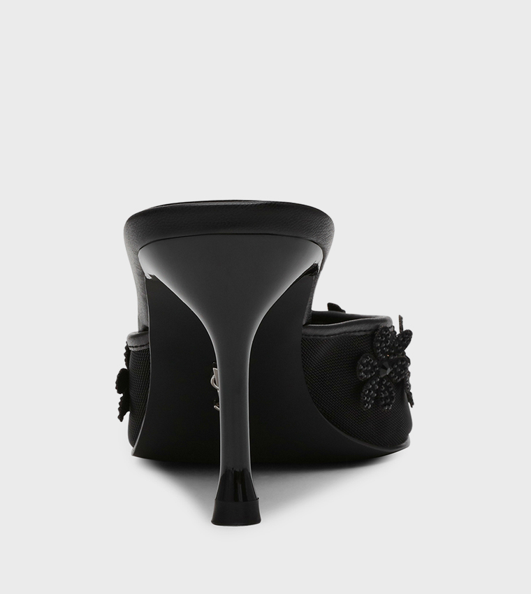 SEHARA Floral Appliqued Mule Pumps
