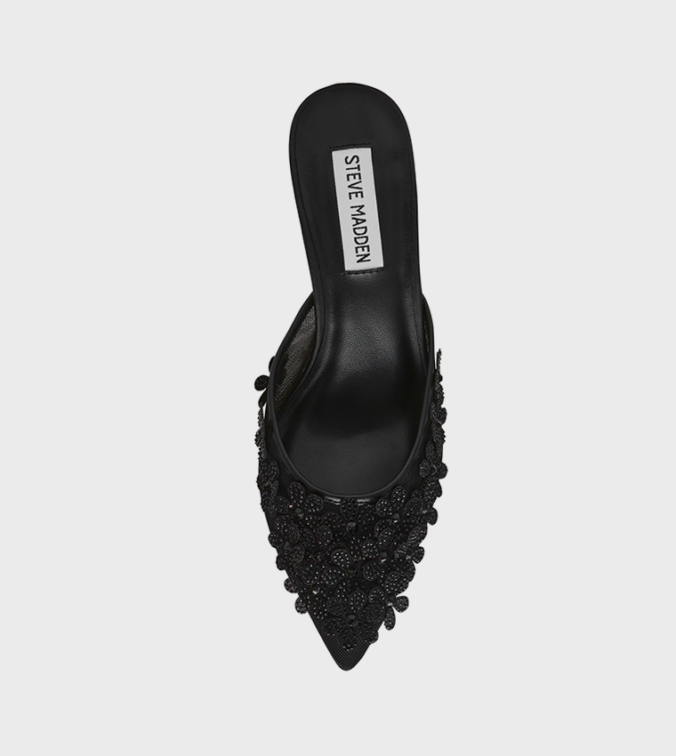 SEHARA Floral Appliqued Mule Pumps