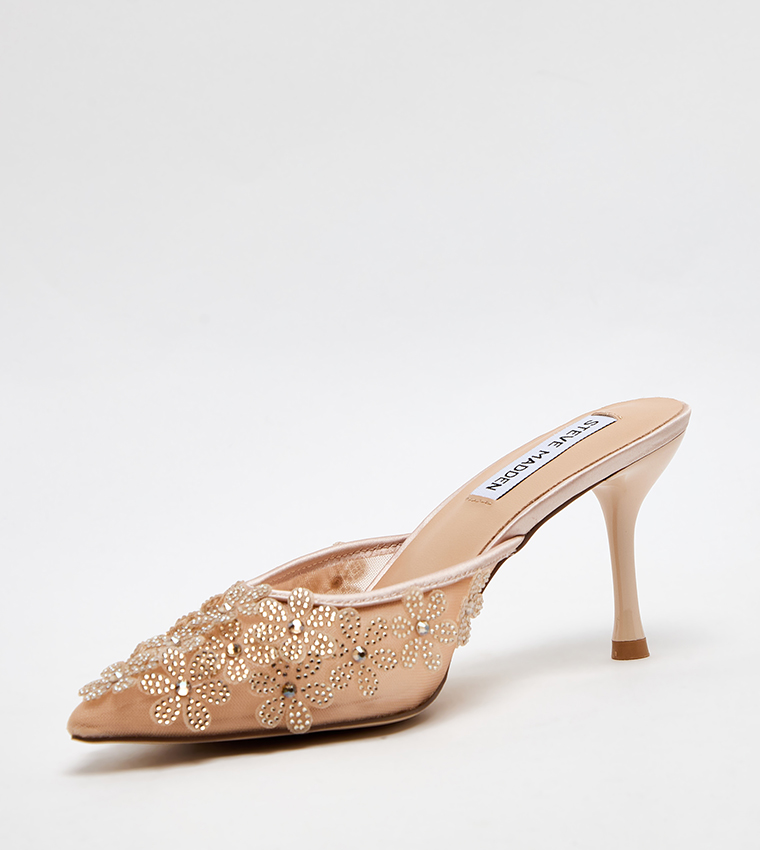 SEHARA Appliqued Mesh Mule Pumps