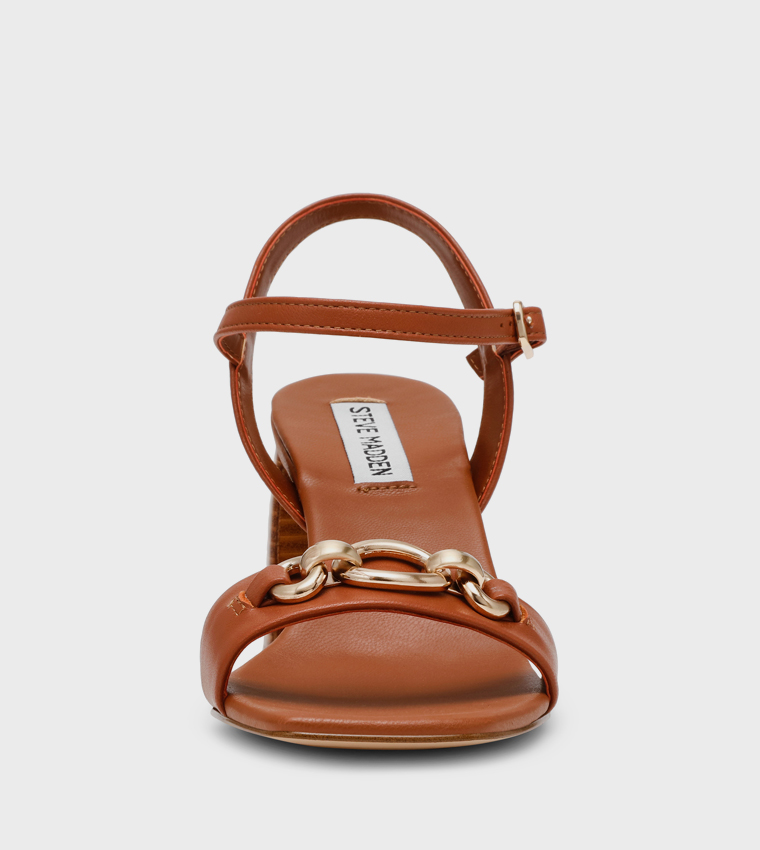 LABELLA Metal Accent Ankle Loop Block Heeled Sandals