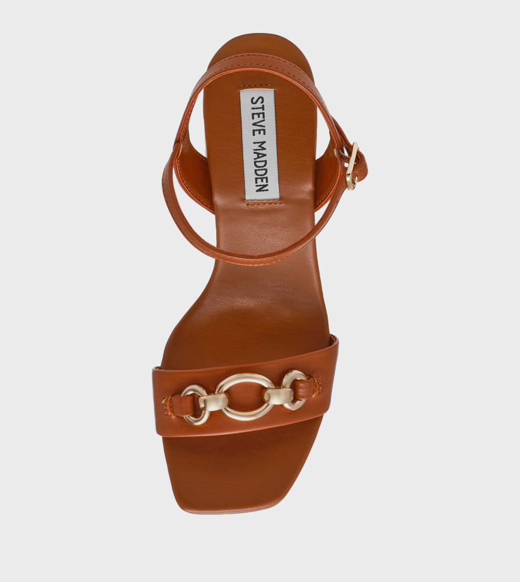 LABELLA Metal Accent Ankle Loop Block Heeled Sandals