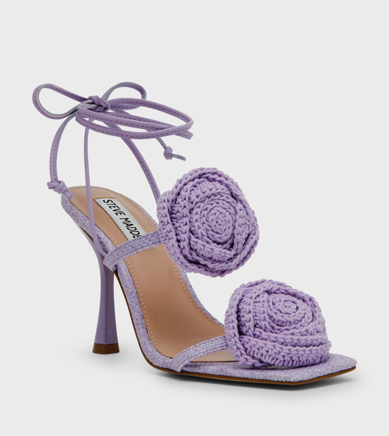 Buy Steve Madden ROSALITA Appliqued Ankle Strap Heeled Sandals In