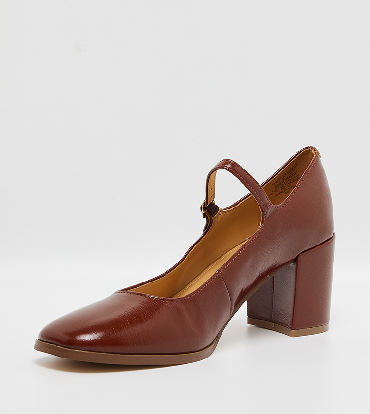 Textured Block Heel Mary Janes