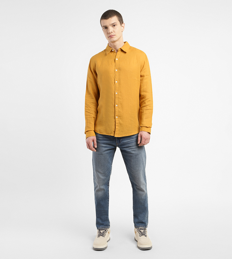 Yellow slim sale fit shirt