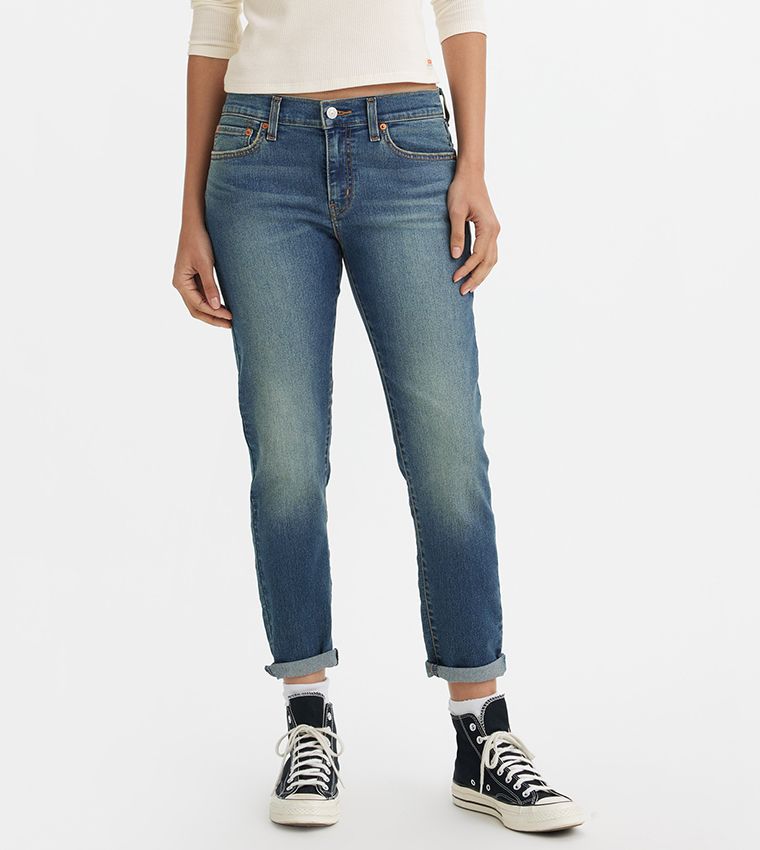 Faded Mid Rise Boyfriend Fit Jeans