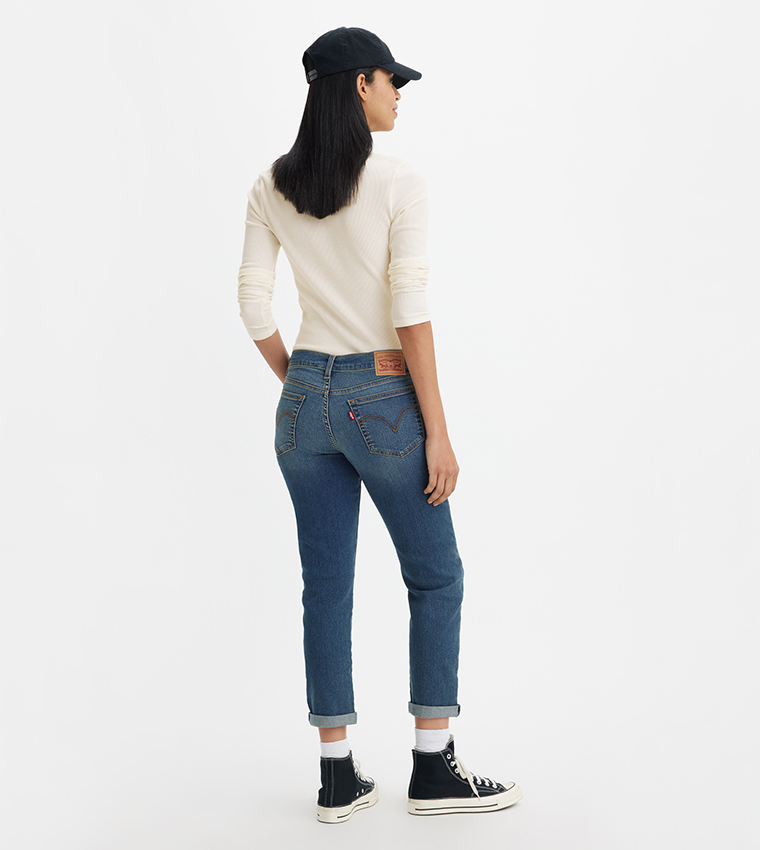 Faded Mid Rise Boyfriend Fit Jeans