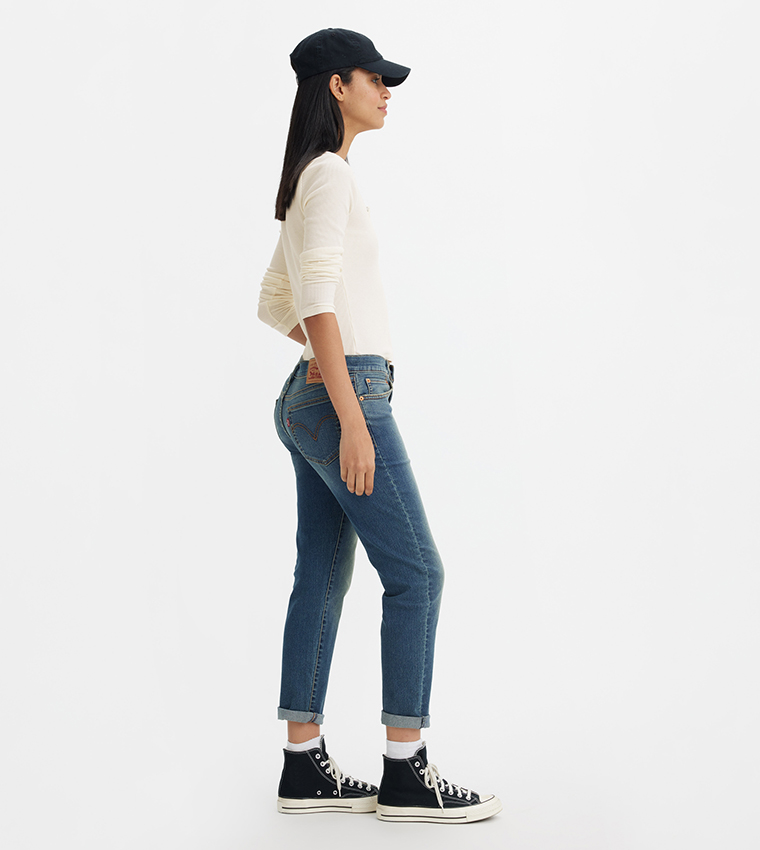 Faded Mid Rise Boyfriend Fit Jeans