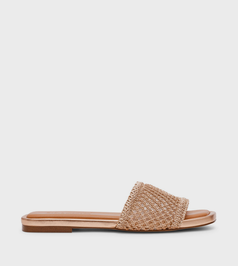 LAZZO Crochet Strap Flat Sandals